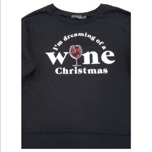 Fifth Sun Wine Christmas Sweatshirt XL – Funny Holiday Pullover Black Fleece